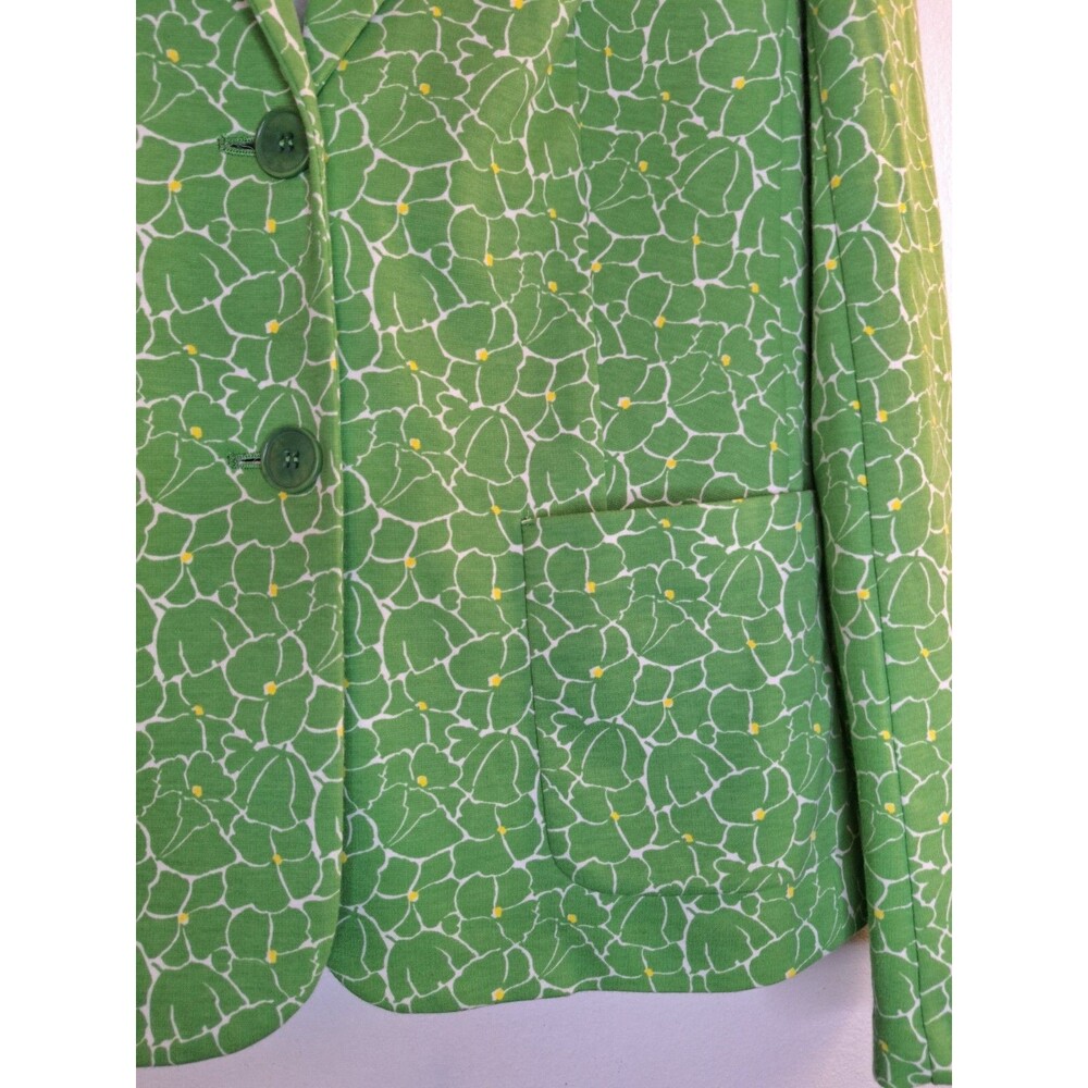 Talbots Women's Knit Blazer Medium Spring Green Floral Bright Colorful Comfort - Picture 6 of 9